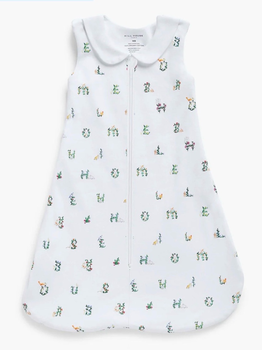 Hill House Alphabet Print Sleeveless Collared Organic Cotton Sleep Sack 6-12mo